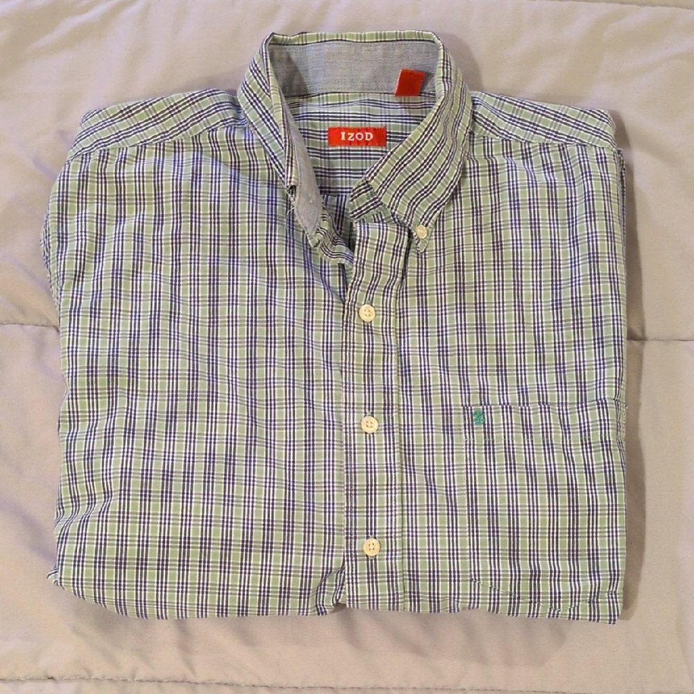 IZOD Blue and Green Checkered Shirt